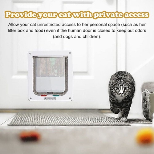 S-XL Sizes 4-Way Pet Dog Cat Safe Lockable Locking Door Brushy Flap Door Screen - Picture 14 of 39