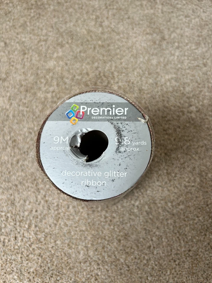 1 metro - Cinta estilo arpillera Wx14cm, copos de nieve rojo brillo (sin cable) Foto 3 de 3