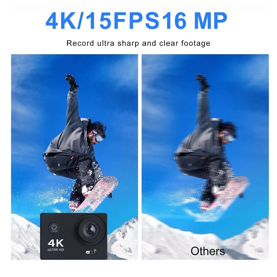 1080P 4K Ultra HD Sport Action WiFi Camera DVR DV EIS Waterproof 20MP Camcorder - Image 4 of 4