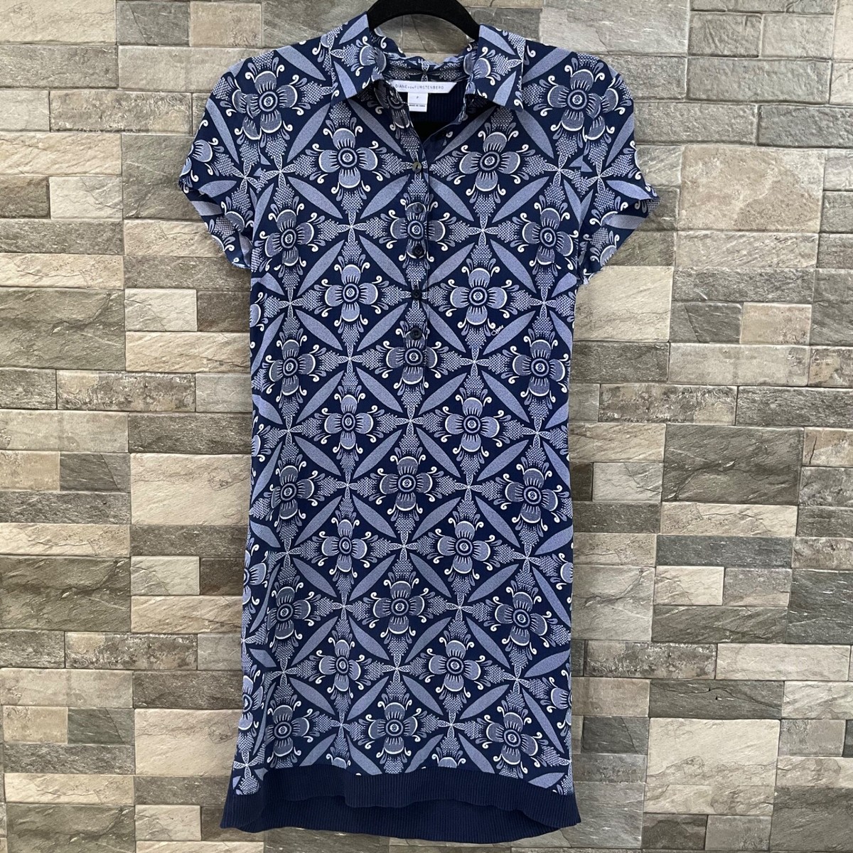 Diane Von Furstenberg Floral Knit Silk Cotton Mini Dress DVF Size