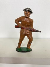 Vintage 1930's Barclay B18 Lead Soldier Charging short stride- Metal Hat