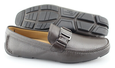 Salvatore Ferragamo Dark Brown Leather Loafers Sardegna US 9.5 with box SALVATORE FERRAGAMO SARDEGNA Brown Calf Pebbled Leather Men  main image 4