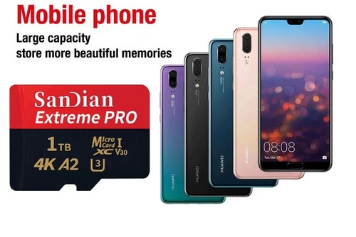 Carte Mémoire Micro SD SanDian, 128, 256, 512 Go 1 TO 2 TO haute vitesse - Photo 2/12