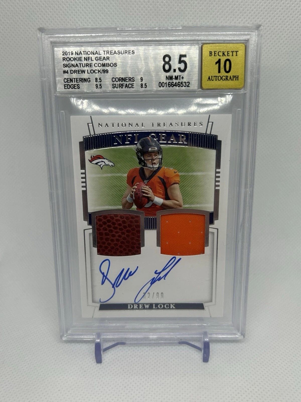 Drew Lock Panini National Treasures Rookie NFL Gear Signature Combos #RSCDL Base