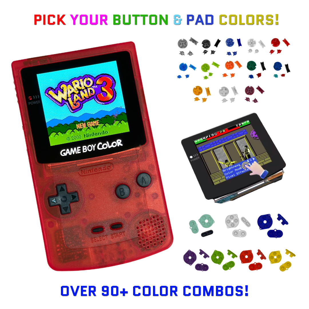 Nintendo Game Boy Color CLEAR RED System AMOLED OLED Touchscreen