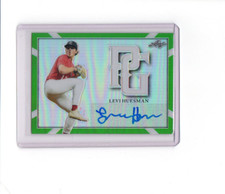 2021 Leaf Perfect Game Showcase Autographs Green Proof Levi Huesman Auto 1/1