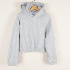 Zara Pullover Gray Crop Boxy Hoodie Sweatshirt Womens Sz M