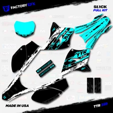 White & Cyan Slick Racing Graphics Kit fits 05-23 YAMAHA TTR230 TTR 230 decal
