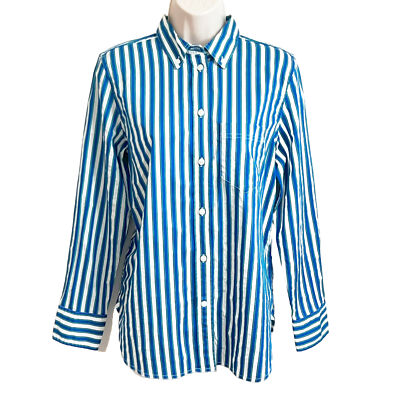 Crew Classic Cotton Striped Long Sleeve Button Down Shirt Top