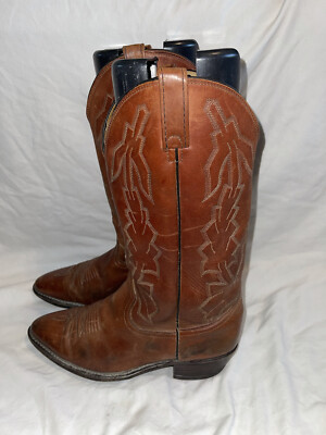 DAN POST MARLBORO SZ 9.5 D BROWN LEATHER COWBOY WESTERN BOOTS P2551