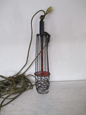 Vintage Neunam Chimney Cleaner Round Sweep Metal w/ Rope