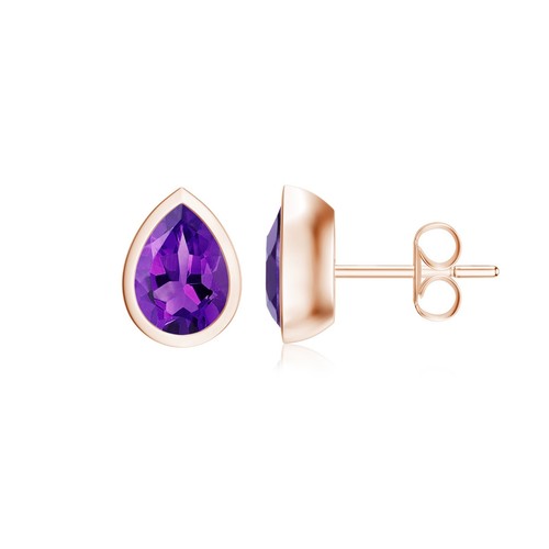 Pear Cut Natural Gemstone Stud Earring For Women Gift | Bezel Set in 14k Gold - Picture 38 of 121