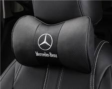 2 Stück Schwarz Farbe Echtleder Autositz Nackenkissen Auto Kopfstütze Für Benz