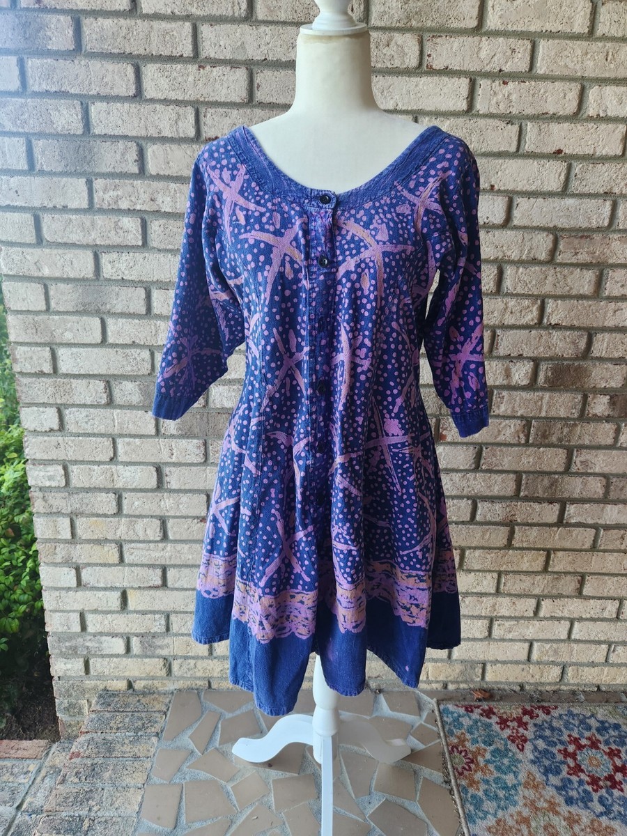 Nnamdi Ibenagu Old Style African Tye Dye Blue Purple Boho Hippie 