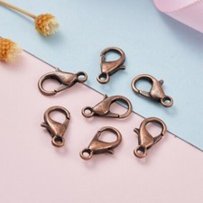10 Lobster Clasps For Bracelets Antiqued Copper Parrot Claw Findings 12mm Set