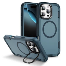 For iPhone 16 Pro Max 15 14 13 12 11 Shockproof Mag Safe Case with Camera Stand