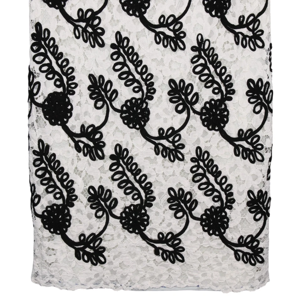 Diane Von Furstenberg Seda Encaje Mini Talla 4 Blanco Negro Floral Bordado Muestra Foto 4 de 4