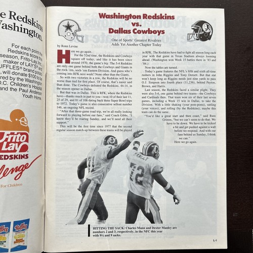 Vintage Game Day Program W Ticket Redskins vs Cowboys Nov. 10th 1985 RFK Stadium - Picture 6 of 10