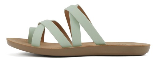 Soda Women Sandal Crisscross Multi Straps Band Ring Toe Flat Slides ISABEL Green - Picture 2 of 5