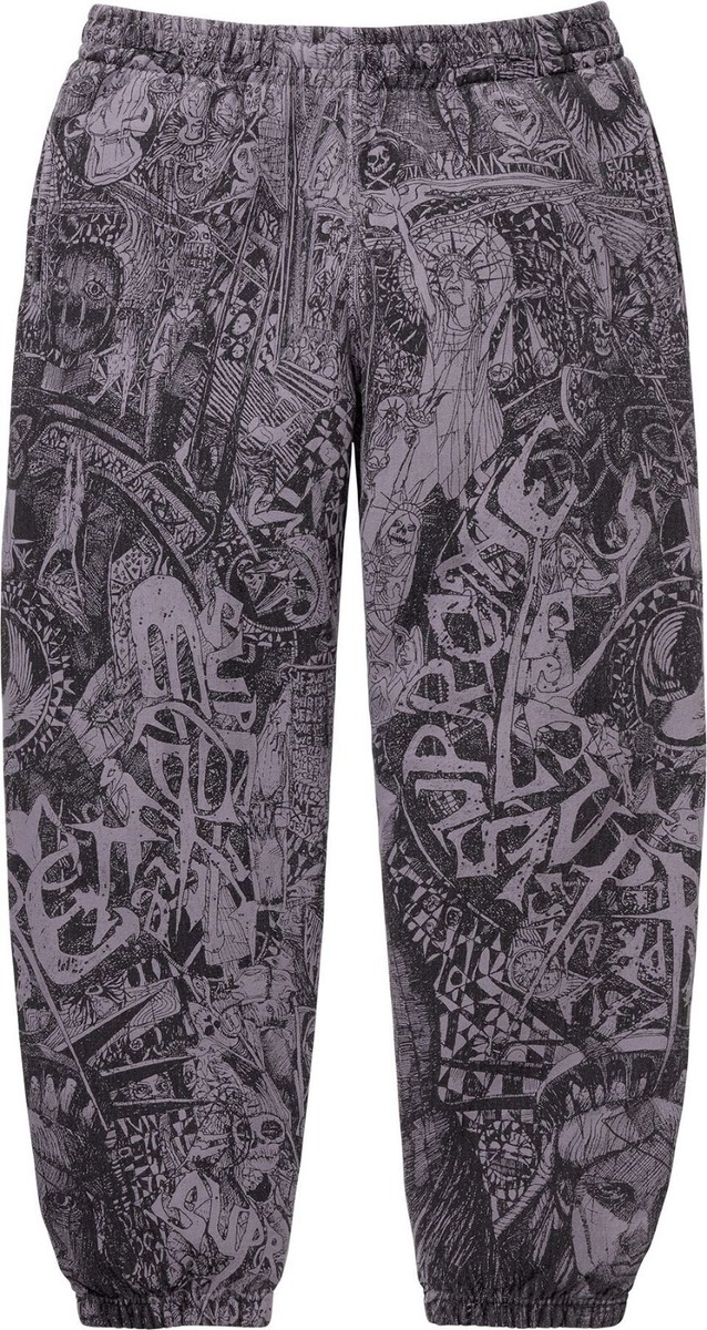 Supreme Liberty Sweatpant Willow graphic Dusty Purple Black JAPAN
