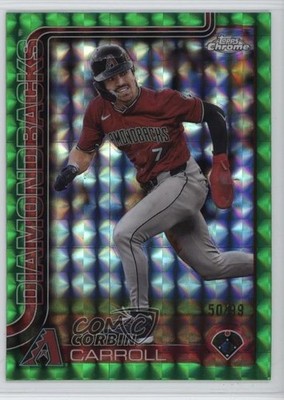 2025 Topps Chrome Green Geometric Refractor 50/99 Corbin Carroll #268 0us8