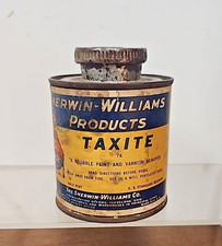 VINTAGE SHERWIN-WILLIAMS TAXITE HALF PINT TIN - PAPER LABEL