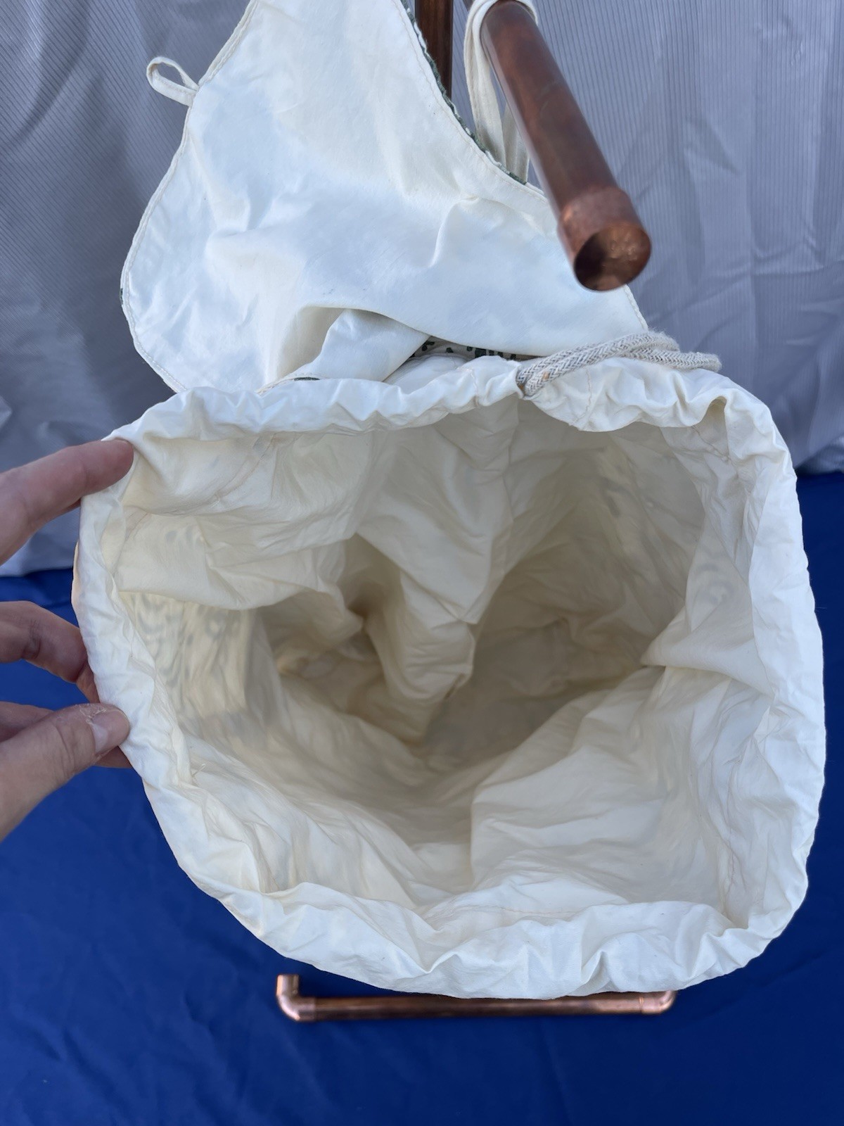 Boho Lightweight Drawstring Cotton Backpack Cream… - image 7