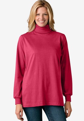 Woman Within Plus Size Perfect Long-Sleeve Turtleneck Tee