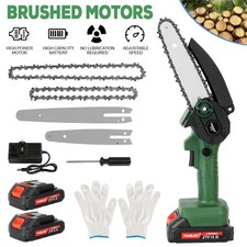 21V Electric Cordless Chainsaw Handheld One-Hand Mini Saw Wood Cutter +2 Battery