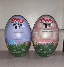 2025 TOPPS SERIES 1 LOT OF (2) COLOR EASTER EGG TINS - EMPTY - MLB COLLECTIBLE 