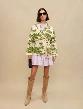 Maje Maloas Imprime Macrame Aloha Beige Belted Cardigan Jacket NEW