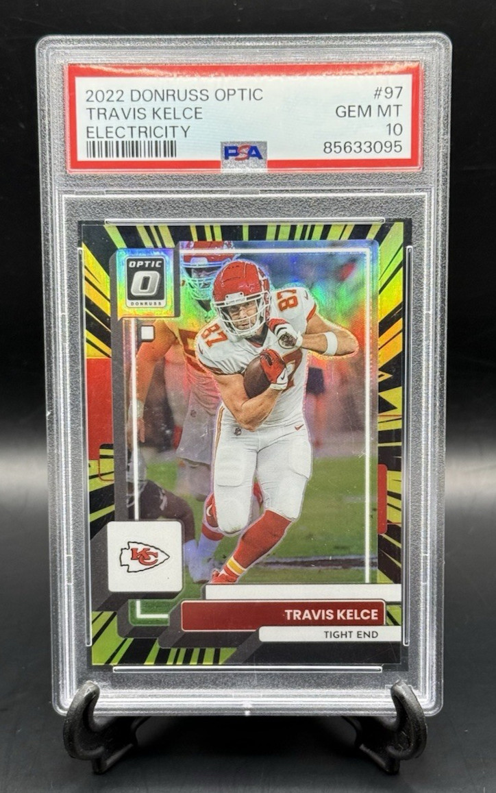 2022 Donruss Optic Travis Kelce Electricity /65 SP Prizm PSA 10 #97