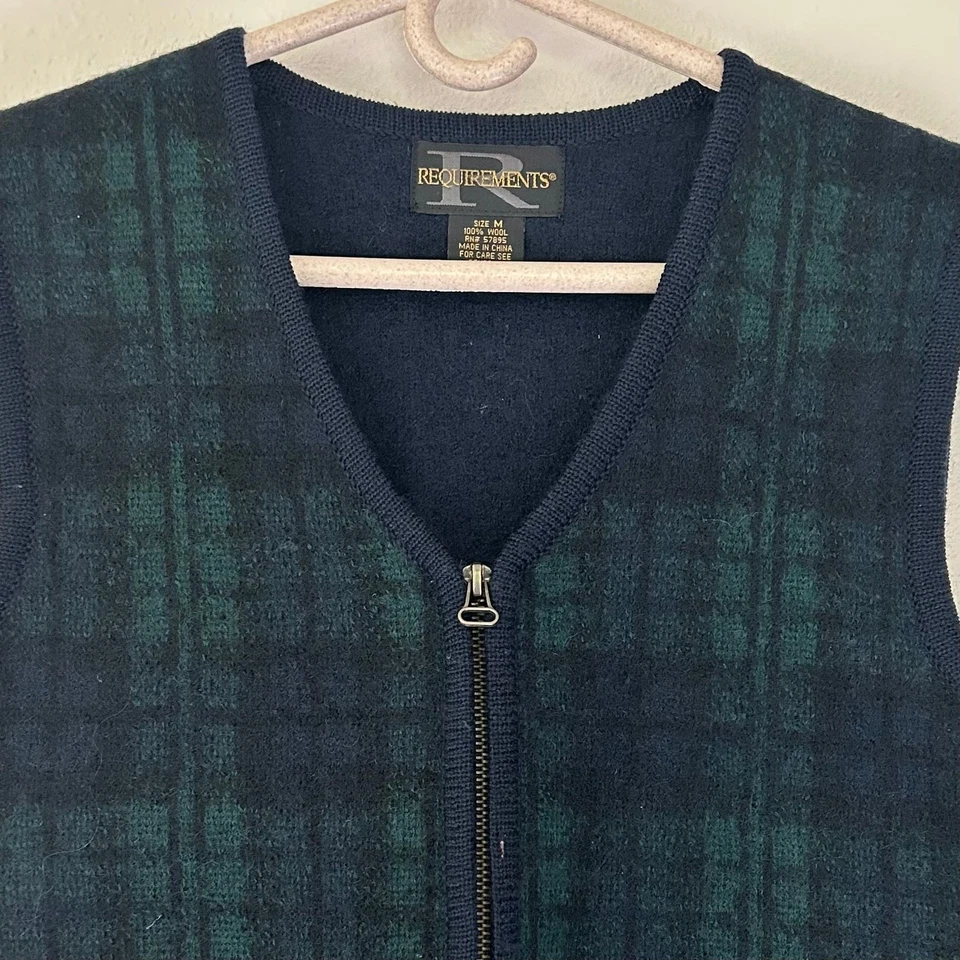 Vintage Requisitos Suéter Lana Cuadros Chaleco Bolsillos Años 90 Y2K Academia Preppy M Foto 3 de 4