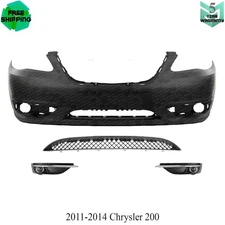Front Bumper Fascia Paintable & Lower Grille Kit For 2011-2014 Chrysler 200