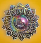 VTG Iridescent Carnival Federal Glass Clear Salad Plate Star Petal Shape 9 1/4"