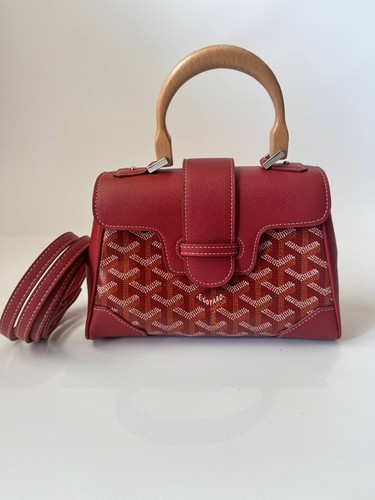 Goyard Saigon Mini Red Goyardine Coated Canvas and Leather Top Handle Bag