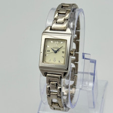 Vintage 1996 Women's GUESS Silver Tone Bracelet Watch, White Dial, 19mm, Runs