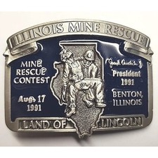 1991 Illinois Mine Rescue Contest Benton, IL Brass Belt Buckle PB157