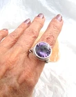Vintage EFFY sterling silver amethyst ring size 7 BH 925 checkerboard statement