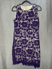 Beige by eci Purple Floral Lace Cocktail Dress Asymmetric Hem Whimsygoth size 6