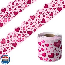 DMJUNCONG 68.9 Feet Valentine's Day Bulletin Board Border Scalloped Bulletin ...