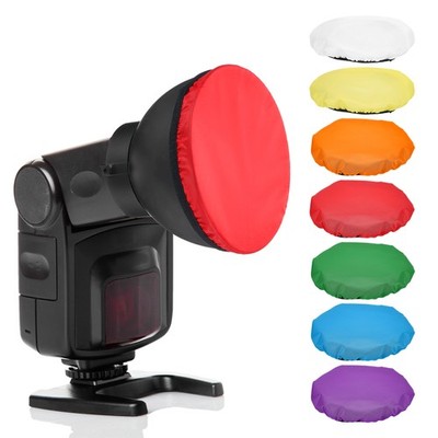 7pcs 7.1'' x 7.1'' Soft Mini Flash Bounce Diffuser Cap, for Flashlight, 7 Color