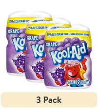  3 pack Kool-Aid Sugar-Sweetened Grape Powdered Soft Drink Mix, 19 oz Canister