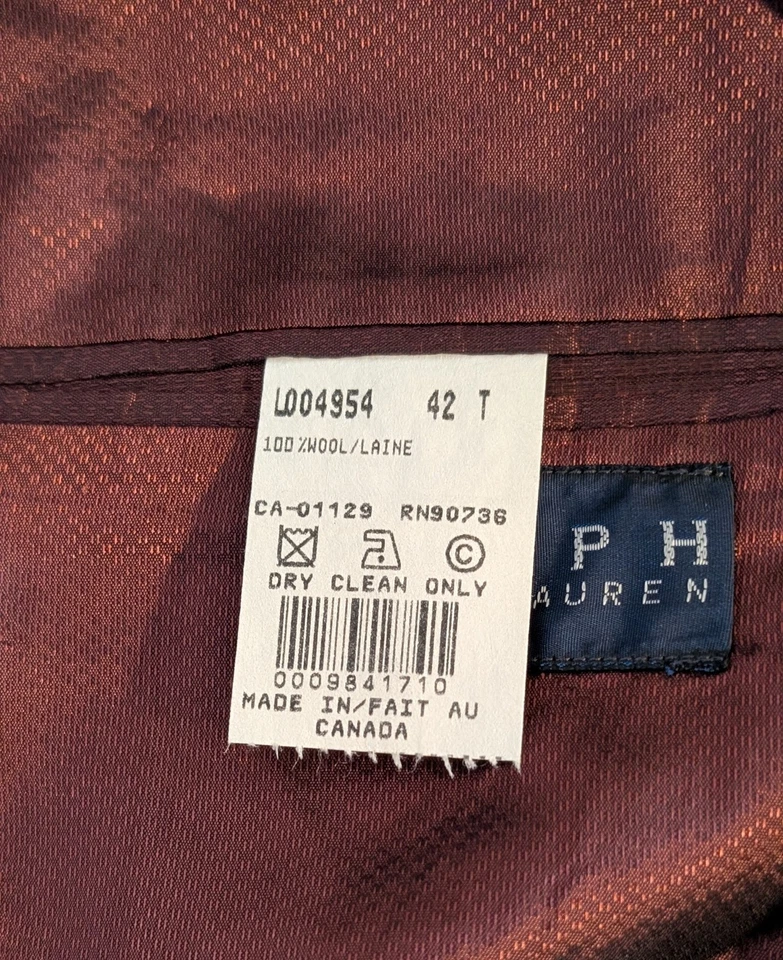 Esmoquin Ralph Lauren para hombre 100 % lana 42T negro B20 Foto 3 de 4