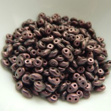 2x5mm SuperDuo Beads Polychrome Pink Olive 10 grams Czech Glass