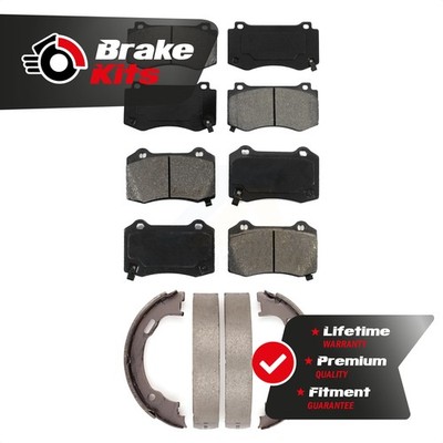 Front Rear Semi-Metallic Brake Pads Parking Shoe Kit For 2006-2022 Dodge Charger