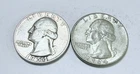 LOT O 2 WASHINGTON SILVER QUARTERS 90% SILVER CIRCULATED COINS FREE SHIP #9057