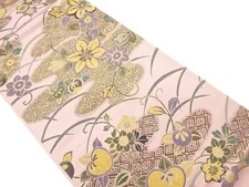 7543435: JAPANESE KIMONO JAPANESE FUKURO OBI / WOVEN FLOWER ARABESQUE
