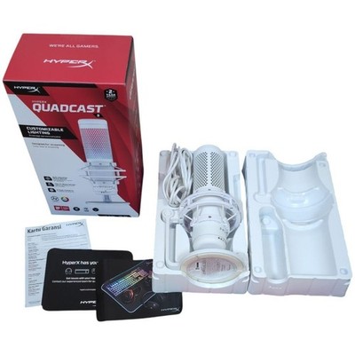 HyperX QuadCast S USB Condenser Lighting Microphone 519P0AA Color White Used
