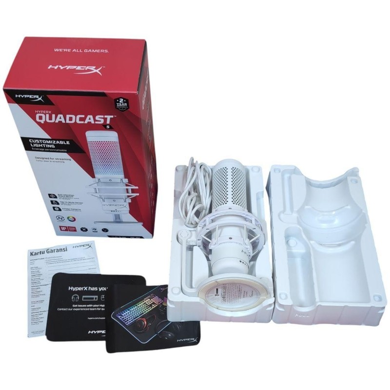 HyperX QuadCast S USB Condenser Lighting Microphone 519P0AA Color White Used